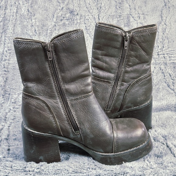 Vintage Y2K Mudd Chunky Heel Boots Womens 6.5M Brown Platform Shoes Grunge - Picture 5 of 9